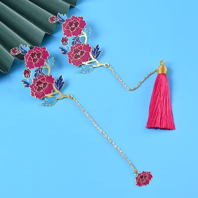 Flowers Bloom Rich Enamel Craft Metal Hollow Bookmark
