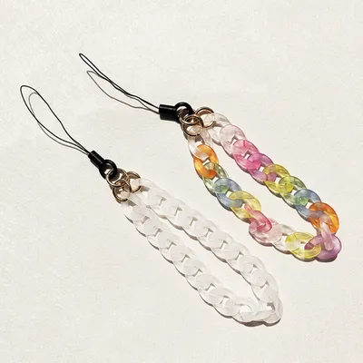 Fashion Frosted Acrylic Chain Mobile Phone Charm Candy Color Anti-lost Lanyard Women's Ornaments