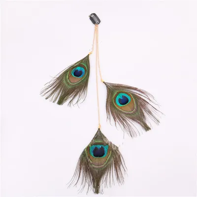 Handmade peacock feather hair accessory
