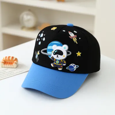New Space Bear Kids' Baseball Cap - Colorful Baby Plaid Hat With Cartoonish Cute Style - Suitable For Daily Use