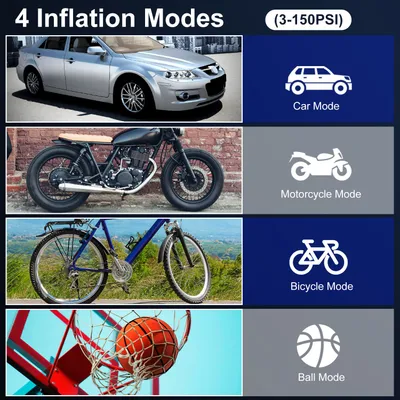 1Pc 150PSI Cordless Tire Inflator Digital Air Compressor With LED Light Emergency Power Bank For Cars Motorcycles Bicycles Balls